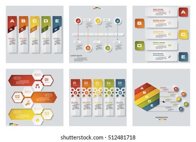 Collection of 6 design colorful presentation templates. Vector Background. For your idea and presentation.