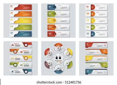 Collection of 6 design colorful presentation templates. Vector Background. For your idea and presentation.