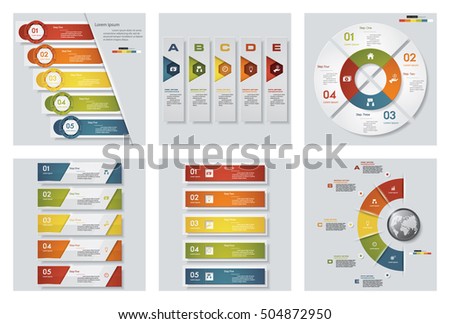 Collection of 6 design colorful presentation templates. Vector Background. For your idea and presentation.