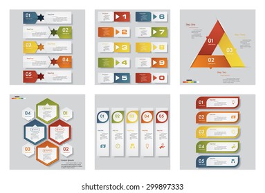 Collection of 6 design template/graphic or website layout. Vector Background. For your idea and presentation.