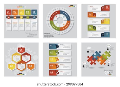 Collection of 6 design template/graphic or website layout. Vector Background. For your idea and presentation.