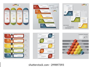 Collection of 6 design template/graphic or website layout. Vector Background. For your idea and presentation.