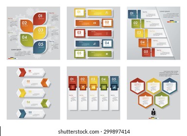 Collection of 6 design template/graphic or website layout. Vector Background. For your idea and presentation.