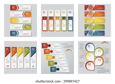 Collection of 6 design template/graphic or website layout. Vector Background. For your idea and presentation.