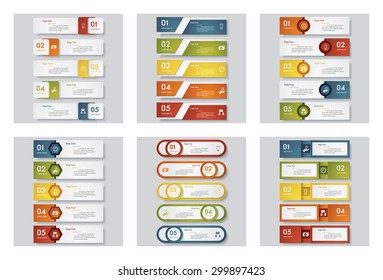 Collection of 6 design template/graphic or website layout. Vector Background. For your idea and presentation.