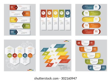 Collection of 6 design template/graphic or website layout. Vector Background. For your idea and presentation.