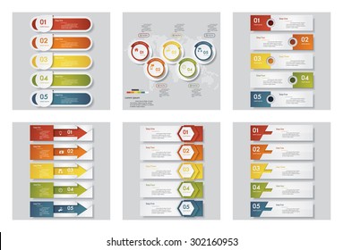 Collection of 6 design template/graphic or website layout. Vector Background. For your idea and presentation.