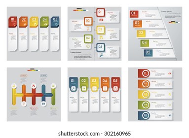 Collection of 6 design template/graphic or website layout. Vector Background. For your idea and presentation.