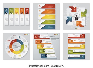 Collection of 6 design template/graphic or website layout. Vector Background. For your idea and presentation.