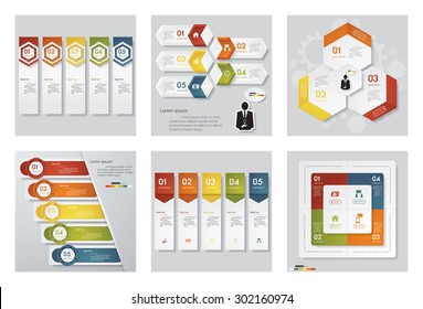 Collection of 6 design template/graphic or website layout. Vector Background. For your idea and presentation.