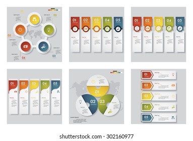 Collection of 6 design template/graphic or website layout. Vector Background. For your idea and presentation.
