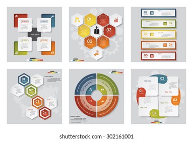 Collection of 6 design template/graphic or website layout. Vector Background. For your idea and presentation.
