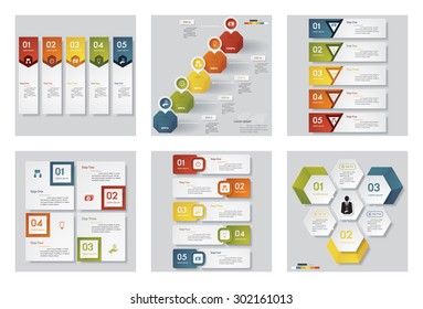 Collection of 6 design template/graphic or website layout. Vector Background. For your idea and presentation.