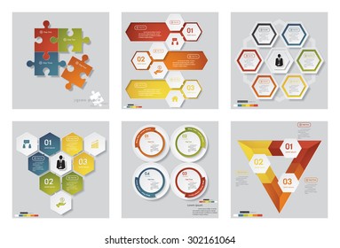 Collection of 6 design template/graphic or website layout. Vector Background. For your idea and presentation.