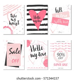 Collection of 6 Discount cards design. Can be used for social media sale website, poster, flyer, email, newsletter, ads, promotional material. Mobile banner template.