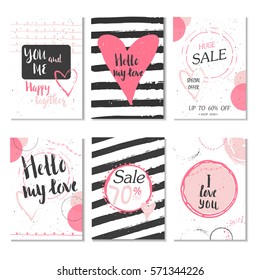 Collection of 6 Discount cards design. Can be used for social media sale website, poster, flyer, email, newsletter, ads, promotional material. Mobile banner template.