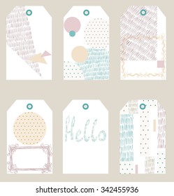 collection of 6 hang Tags. Trendy hand made gift tags