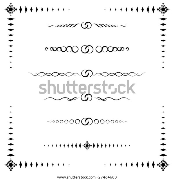 Collection 6 Ornamental Text Paragraph Dividers Stock Vector (Royalty