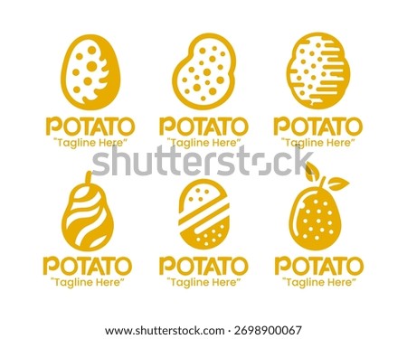 A collection of 6 potato logos, perfect for businesses in the agriculture, food, and health sectors. These logos highlight the fresh, nutritious qualities of potatoes.