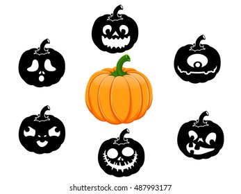 Collection of 6 pumpkins for Halloween Set 5