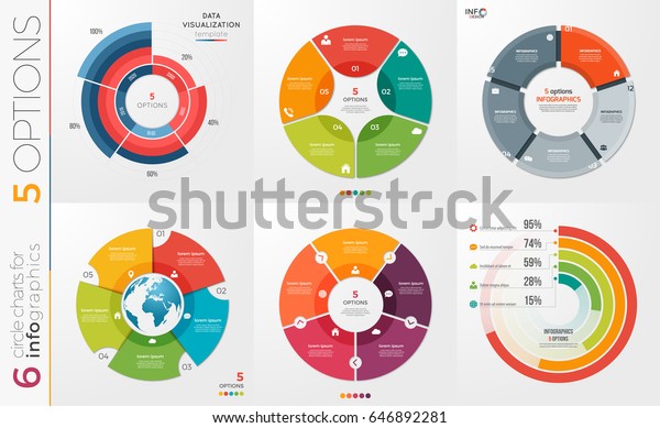 Collection 6 Vector Circle Chart Templates Stock Vector Royalty Free 646892281 5966