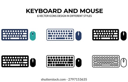 A collection of 6 vector icons featuring keyboard and mouse designs in various styles
