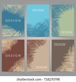 Collection of 6 vintage card templates. Abstract  retro backgrounds. Brochure design, cover books and magazines, layout for banners, posters, flyers, invitations.