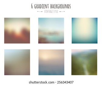 Collection of 6 vintage gradient backgrounds. Vector.