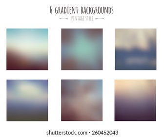 Collection of 6 vintage gradient backgrounds. Vector.