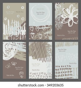 Collection of 6 wedding invitations cards.