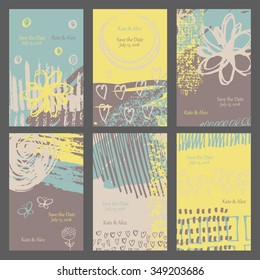 Collection of 6 wedding invitations cards.