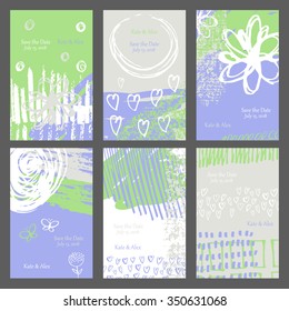 Collection of 6 wedding invitations cards.
