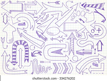 Collection of 61 different vector doodle arrows. Can be used for web design
