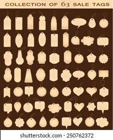 Collection of 63 sales Blank tags. vector illustration