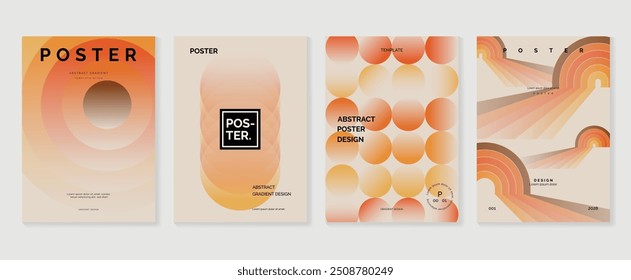 Colección del Vector de fondo de póster de gradiente de color de los años 70. Conjunto de decoración de pared retro, groovy, trippy, forma geométrica. Antiguas arte hippie de la pared para el interior, decorativo, Anuncio, cubierta, tarjeta.
