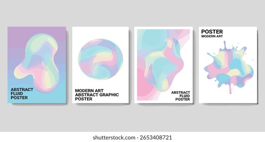 Sammlung von 70er Jahre Farbverlauf Poster Hintergrund Vektor. Set aus Retro-Wanddekoration, groovig, trippig, geometrische Form.