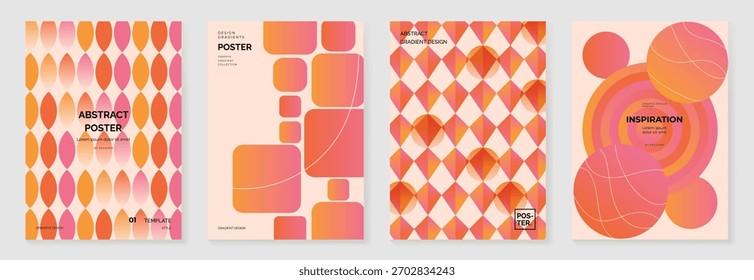 Colección del Vector de fondo de póster de gradiente de color de los años 70. Conjunto de decoración de pared retro, groovy, trippy, forma geométrica. Antiguas arte hippie de la pared para el interior, decorativo, Anuncio, cubierta, tarjeta.