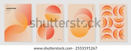 Collection of 70s color gradient poster background vector. Set of retro wall decoration, groovy, trippy, geometric shape. Vintage hippie wall art for interior, decorative, banner, cover, card.
