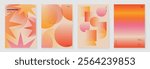Collection of 70s poster background vector. Set of retro wall decoration, groovy, trippy, colorful line. Vintage hippie wall art for interior, decorative, banner, cover, card.