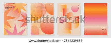 Collection of 70s poster background vector. Set of retro wall decoration, groovy, trippy, colorful line. Vintage hippie wall art for interior, decorative, banner, cover, card.