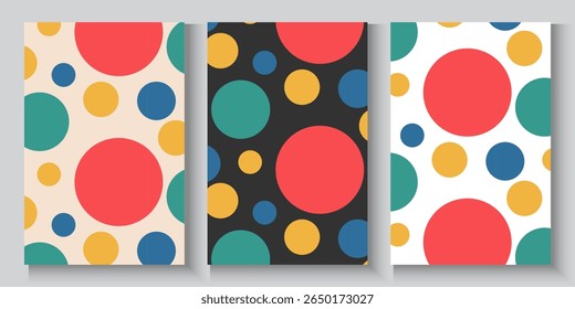 Collection of 70s poster, banner, cover, card. background . Set of retro wall decoration, groovy, trippy, colorful line. Vintage hippie wall art for interior, decorative, dots flayer simple and trendy