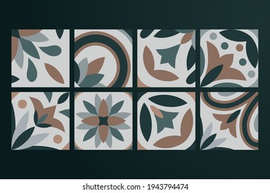 Collection of 8 ceramic tiles, vintage, retro collection