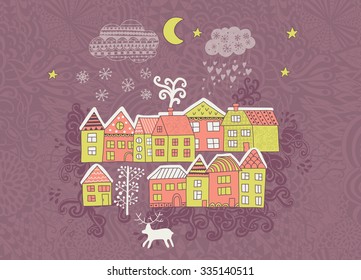 Collection of 8 Christmas cards. Merry Christmas, Happy New Year labels. Vector illustration template for greeting scrapbooking, congratulations, invitations. Design set for winter holidays 