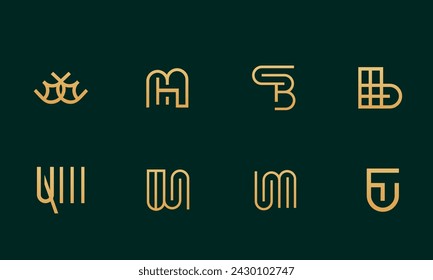 Collection Of 8 creative Monogram Letter logo design for company