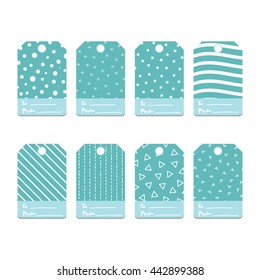 Collection of 8 cute card and label templates. Vector badge design.