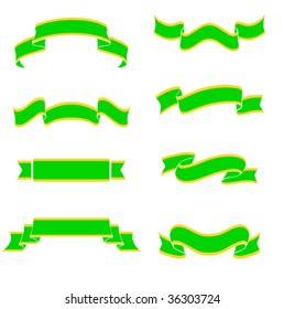 Collection of 8 green banners on white background. Illustration, vector file available