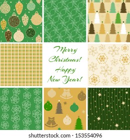 Collection of 8 seamless Christmas patterns