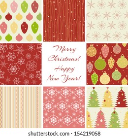 Collection of 8 seamless Christmas patterns