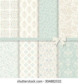 collection of 8 seamless damask pattern