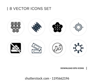 Collection of 8 simple icons such as Bracelet, Socks, Money, No pooping, Target, Clock, Ribs, Seat, universal set for web and mobile